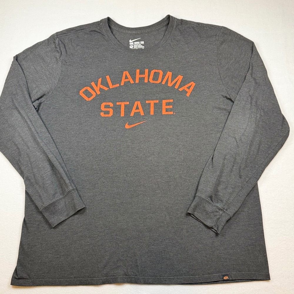 Nike Oklahoma State Cowboys Long Sleeve T-Shirt Mens XL Grey Tri-Blend Athletic